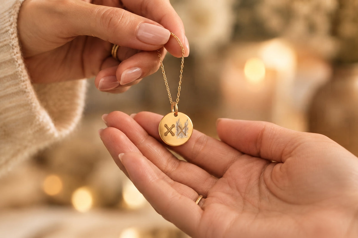Birth Rune Trio - Family Coin Necklace With Birthstone