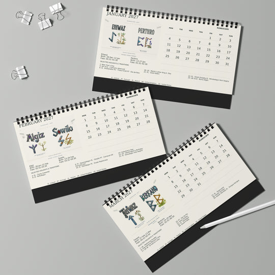 RuneScope 2027 Desk Calendar — Birth & Fate, Holidays & Traditions