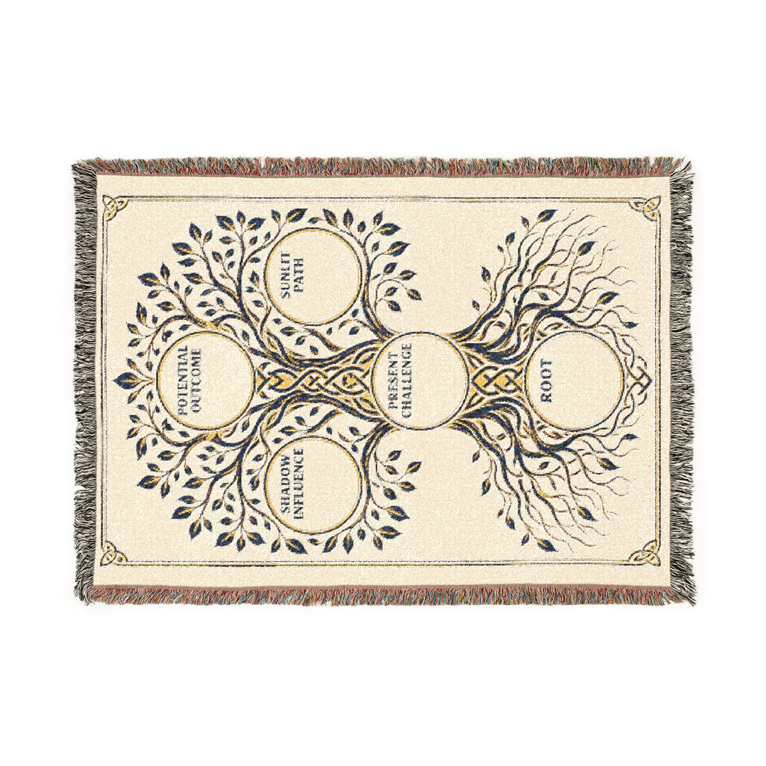 RuneScope Yggdrasil Rune Casting Blanket — Ivory — full design mockup