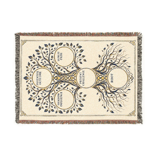 RuneScope Yggdrasil Rune Casting Blanket — Ivory — full design mockup