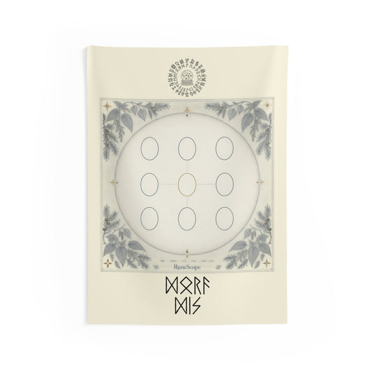Rune Circle Wall Tapestry — Mystical Norse Rune Grid Tapestry for Home Altar & Meditation