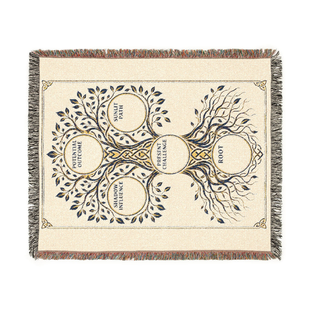 RuneScope Yggdrasil Rune Casting Blanket — Ivory — full design mockup