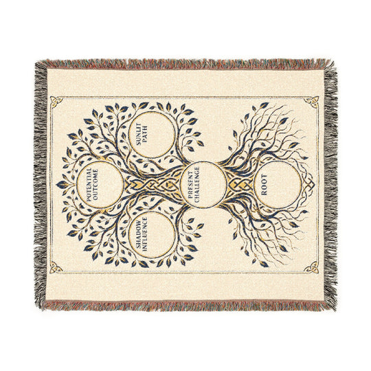 RuneScope Yggdrasil Rune Casting Blanket — Ivory — full design mockup