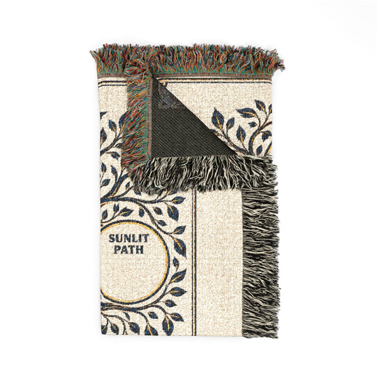 RuneScope Yggdrasil Rune Casting Blanket — Ivory — folded blanket and fringe