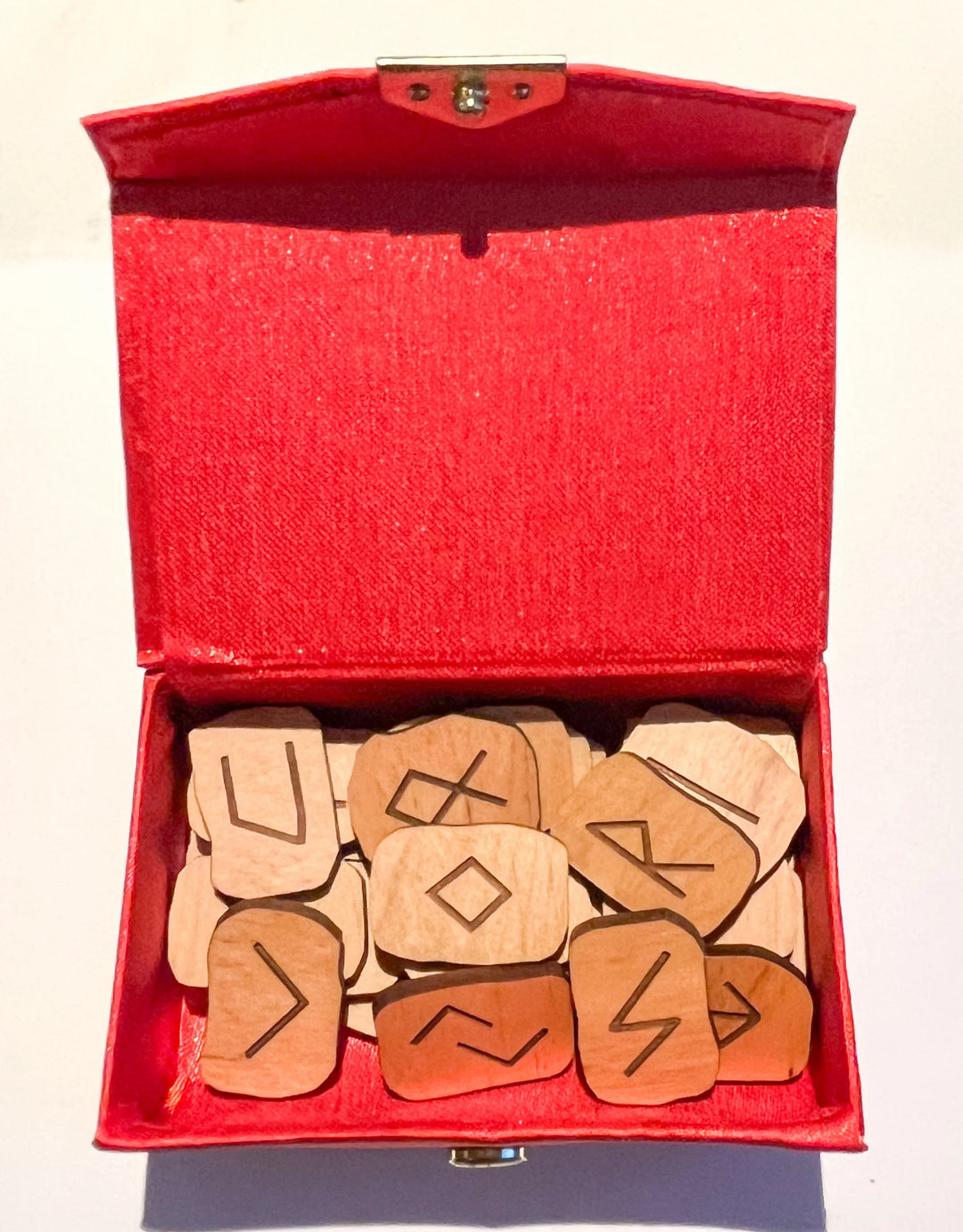 Elder Futhark Rune Set — 25 Handcrafted Pieces in custom Satin Box