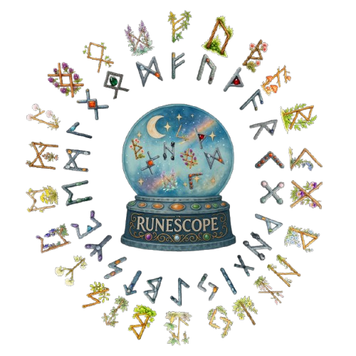 RuneScope logo and rune surround in both birth and fate style