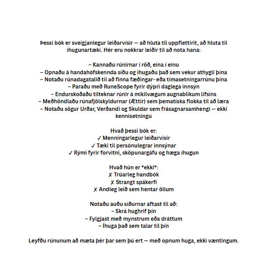 Myndskreytt E-bók á Íslensku Nordic Elder Fúþark Rúnirnar Leiðbeiningar