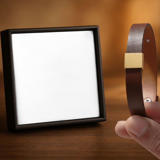 Loved by Engraved Men's Leather Bracelet