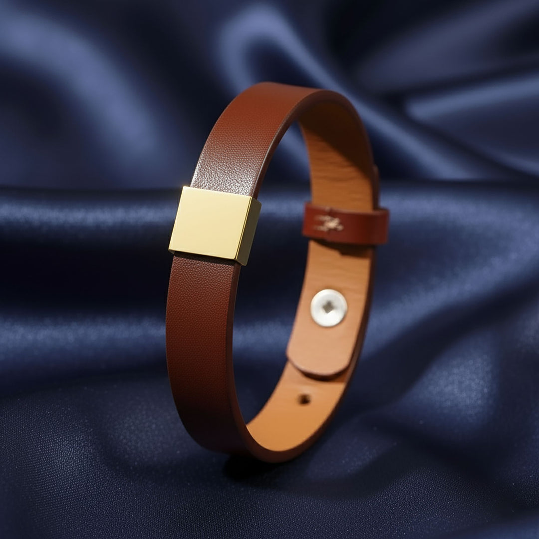 Loved by Engraved Men's Leather Bracelet