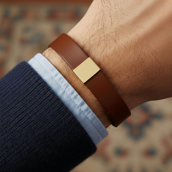 Loved by Engraved Men's Leather Bracelet