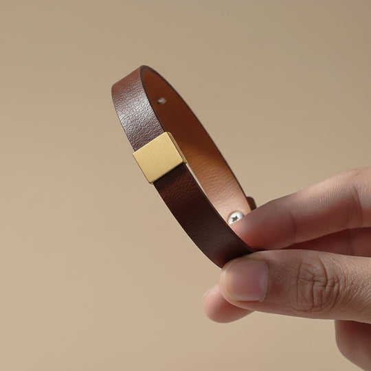Loved by Engraved Men's Leather Bracelet