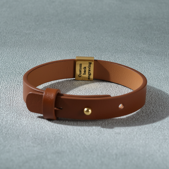 Loved by Engraved Men's Leather Bracelet