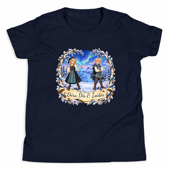 Illustrative front-only Rune Guards kids tee mockup in navy