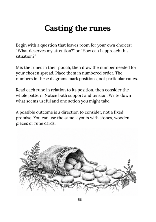 English PDF ebook — Sample page: casting the runes
