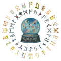 RuneScope globe with two ordered circles of Elder Futhark runes