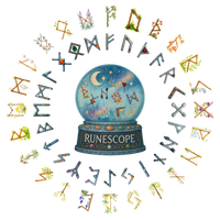 RuneScope globe with two ordered circles of Elder Futhark runes